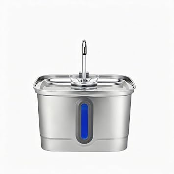 3L Stainless Steel Cat Water Fountain, 101oz Automatic Pet Water Fountain with 2 Replacement Filters, Quiet Cat Water Dispenser for Cats, Indoor Pets