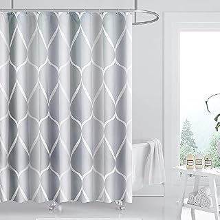 Toplive Shower Curtain with Hooks, 72 x 72 Inch Heavy Duty Waterproof Fabric Shower Curtain Mould Proof Resistant with Rust-Resistant Metal Rings and 12 Plastic Hooks Thick Bath Shower Curtain Grey