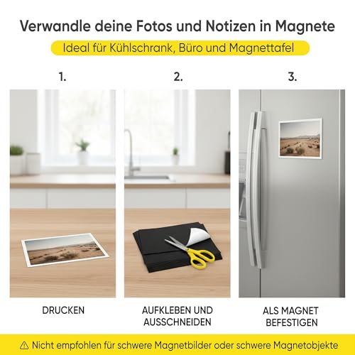 PREVIS Magnetfolie selbstklebend A5 (148 x 210 mm) – Starke selbstklebende Magnetfolie zuschneidbar – Magnetplatte für Kühlschrank, Wand, Büro & Haushalt – 5 Stück