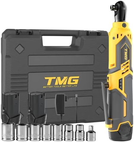Meagle Cordless Electric Ratchet Wrench Set, 3/8" 40 Ft-lbs 230 RPM 12V Power Ratchet Tools Kit, 2-Pack 2.0Ah Li-ion Battery 7 Sockets And 60-Min Fast Charge