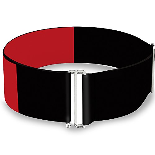 DC Comics Belt, Cinch Belt Harley Quinn Diamond Split Red Black Black Red, 3.0 Inch Wide, Adjustable