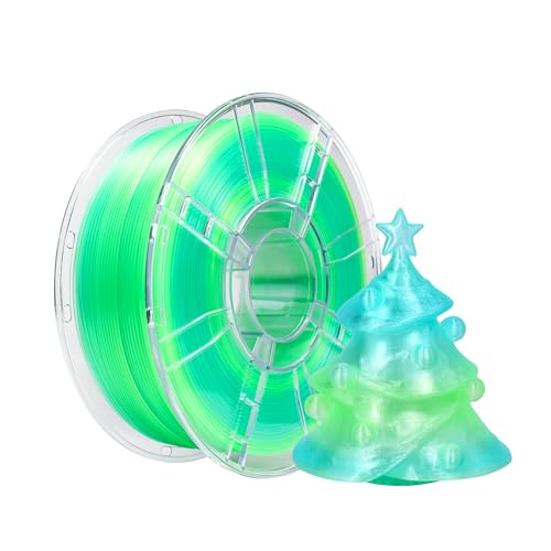 iBOSS Gradient PLA Plus 3D Printer Filament 1.75mm+/-0.02mm, 1kg Spool (2. 2lbs) Transparent Dual Color 3D Printing Filament, PLA Pro 3D Filament, Fit Most FDM Printer(Transparent Blue Green)