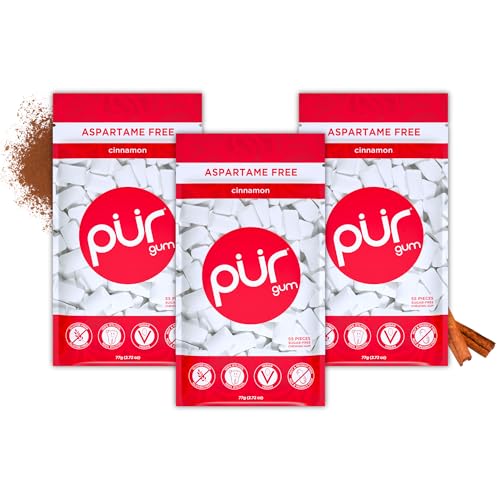 PUR Gum | Aspartame Free Chewing Gum | 100% Xylitol | Natural Cinnamon Flavored Gum, 55 Pieces (Pack...