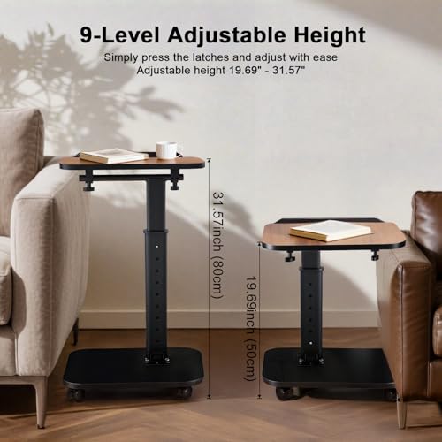 Mesa de altura ajustable portatil con ruedas para salon y dormitorio 3