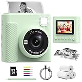 TIATUA Kids Instant Print Camera, Christmas Birthday Gifts for Girls and Boys, 1080P HD Video Digital Kids Camera with Print Paper & 32G Card, Toddler Toy for 3-14 Years Old (Green)