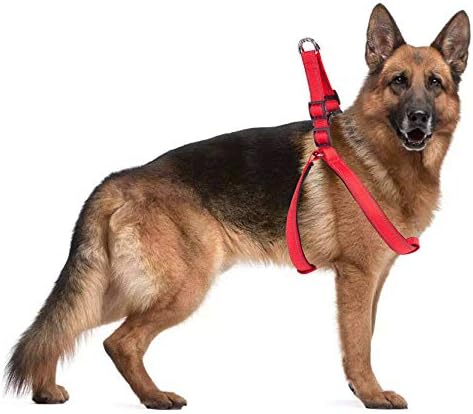 Heavy Duty Dog Harness Large Dog Padded Harness Reflective Harness Nylon No-Pull Harness for Large Dog Running Training (RED)