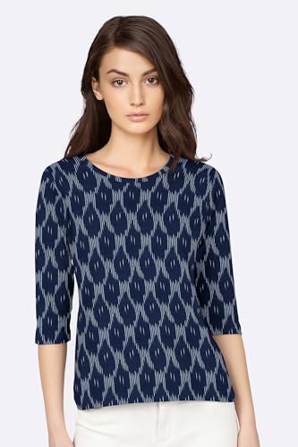 Image of Cotton Pochampally ikat unstitched blouse, Kurthi, long frock fabric material for women (1 meter, 2 meters & 3 meters)