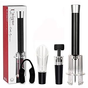 NewZexi 4-in-1 Wijnopenerset, Luchtdruk Wijn Kurkentrekker Flesopener + Wijn Beluchter Schenker + Wijn Vacuüm Stop…