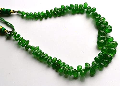 LKBEADS 1 pasmo naturalne 20 cm pełne żyłki zielony granat tsavoryt fasetowany kształt kropli briolette koraliki super 3 do 10 mm