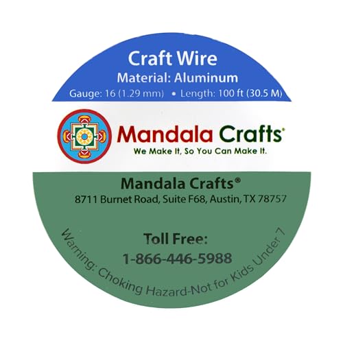 mandala crafts 16 gauge anodized aluminum craft wire for jewelry making - 100 ft colored flexible silver tone wire - bendable for bonsai armature crafting sculpting