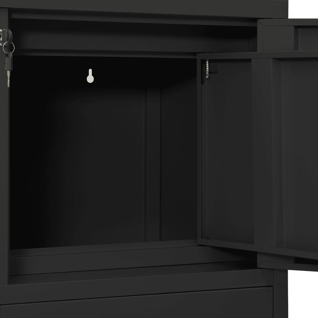 Office Cabinet Anthracite Steel Medium Cabinet Rectangular with 3 Drawers and Adjustable Shelf for Secure Storage and Modern Workspace Organization