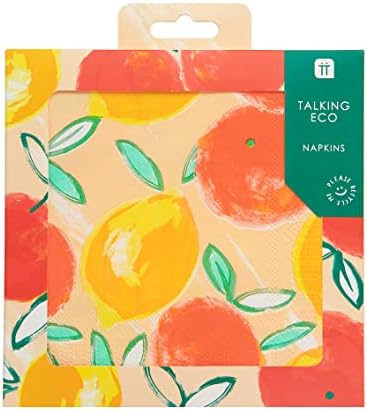 Talking Tables Pack of 20 Citrus Fruit Lemon and Orange Napkins | Colourful Paper Serviettes for Decoupage | Disposable Party Tableware for Summer, Alfresco Dining in Garden, Picnic, BBQ, CITRUSNAPKIN