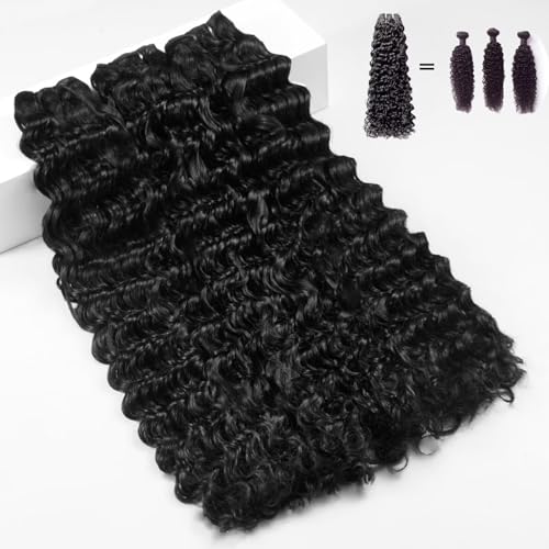 TRIIPPY Deep Wave Bundles Human Hair,Curly 3 Bundles by 100% Raw Cambodian Human Hair,Triple Lifespan Over Regular Virgin Hair Bundle,No.1 Raw Hair Brand On Amazon(16 16 16 Inches,Natural Color)