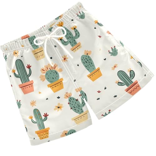 Pigsaly Boys Swim Trunks Flowers Cactus Hearts Doodle Boys Board Shorts Swimsuit Swimwear Summer Bathing Suit S