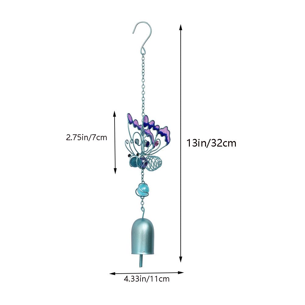 Lurtwais 1 Piece of Butterfly Wind Chime Iron Colored Painted Glass Butterfly Wind Chime Butterfly Wind Chime Home Decoration Wind Chime for Balcony Hanging Decoration
