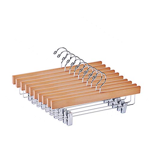 Better to U Hosenbügel aus Holz, Holzrockbügel, Hosenbügel mit Clips, Jeansbügel, Bodenbügel, Drehhaken, verstellbare Clips (Natur) Cover