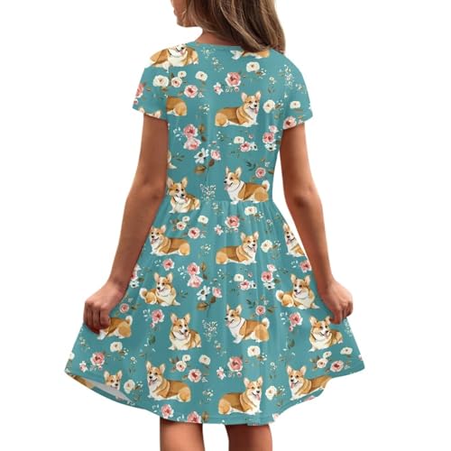 Image of Short Sleeve Dress for Girls with Pockets Cute Toddler Girl Clothes Summer 2-12