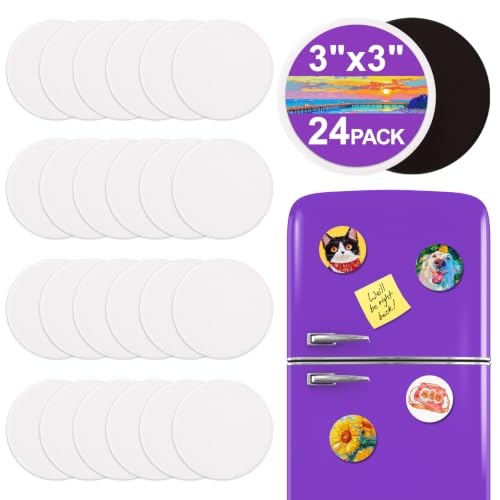 ESRICH 24Pack 3x3IN Round Mini Canvas Magnets, Small Magnetic Paint Canvas by ESRICH - Used condition - US$8.20