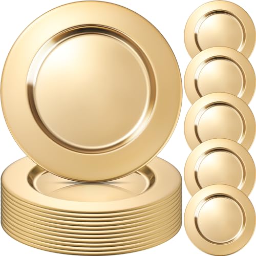 Vesici 12 Pcs Gold Stainless Steel Charger Plates...