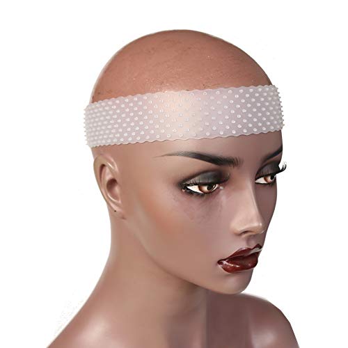 ZigZag Hair Non Slip Silicone Wig Grip Band Fix Transparent Silicone Headband Drop-shaped Elastic Wig Band Lace Wig Grip Hair Band for Wigs Sports Yoga 1Pc (M, White)