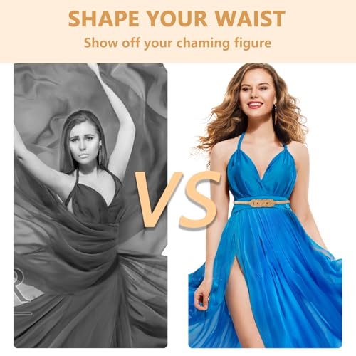 Bremorou Gold Waist Chain Belt for Women Dresses - Fancy Skinny Metal Cinch Belt, Elastic Pendant Chain Belt, Thin Waist Belt, Dress Belt4