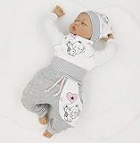  Baby Set Elefant Herz grau weiß Pumphose Mütze Halstuch Geschenkset Handmade Puschel-Design®
