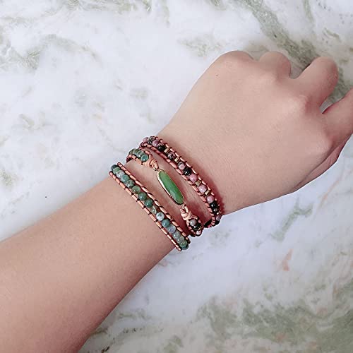 Image of Plumiss Women Boho Handmade Natural Stone Crystal Leather Bead Wrap Bracelets Collection