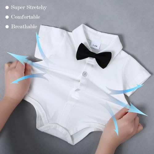 Image of DISAUR Baby Boy Clothes Toddler Boy Outfits 4PCS Gentleman Dress Romper /Vest /Pants /Bow Tie Cotton Suit Sets