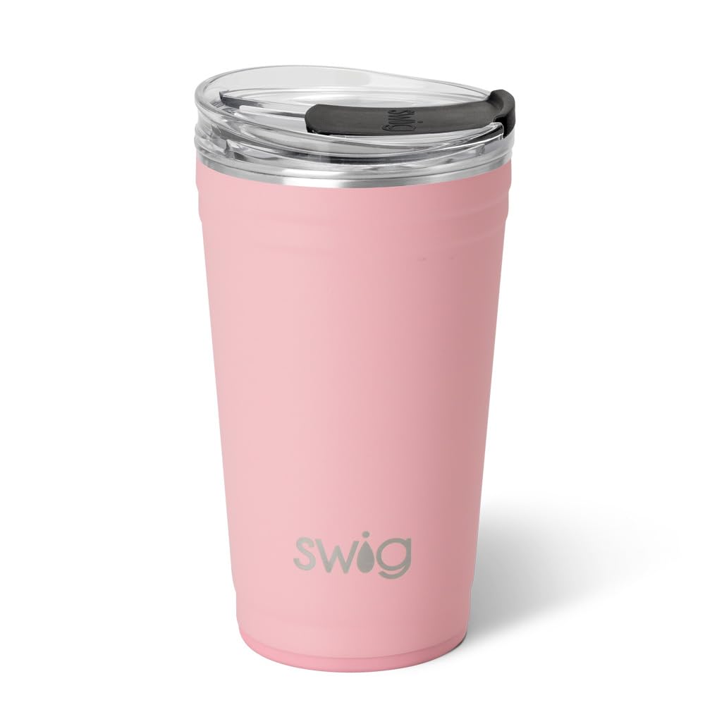 Swig Life 24oz Party Cup, Stackable Insulated Travel Coffee Tumbler with EZ Slider Lid, Cup Holder Friendly