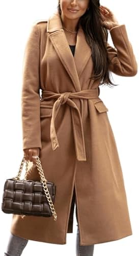 IDEALSANXUN Womens Long Wool Coats Fall Winter Open Front Trench ...