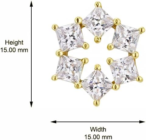 Vanbelle 18K Gold Plated Jewelry Snowflake Stud Earrings with Cubic Zirconia Stones for Women - Handcrafted and Light-weighted