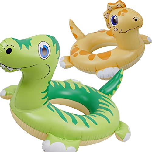 Zq Dinosaur Pool Floats Kids 2 Pack Pool Tube Floats For Swimming Pool, Inflatable Kids Pool Floaties Pool Rafts Swim Rings Inner Tubes For Pool Party, T-Rex And Triceratop Floaties #TOP2