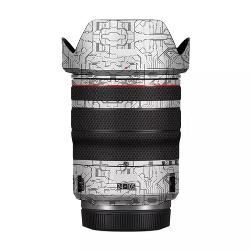 Piel Protectora para Lente de Cámara Canon RF 24-105 mm f/4 L IS USM – Pegamento Reutilizable, Sin Residuos, Textura 3D, Color Circuit White miniatura 1