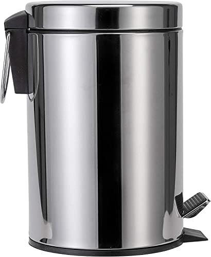 METAL 12L CHROME PEDAL BIN KITCHEN TOILET RUBBISH HYGIENIC HOME PAPER DUSTBIN