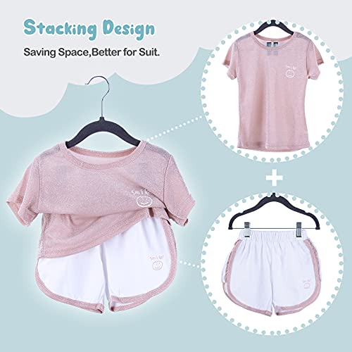 Ieoke Baby Velvet Hangers With Clips, 20 Pack Kids Hangers Non Slip Pants Hangers For Kids Skirt Pants And Baby Clothes Coat Ultra Thin Space Saving Felt Hangers With Adjustable Clips #TOP3