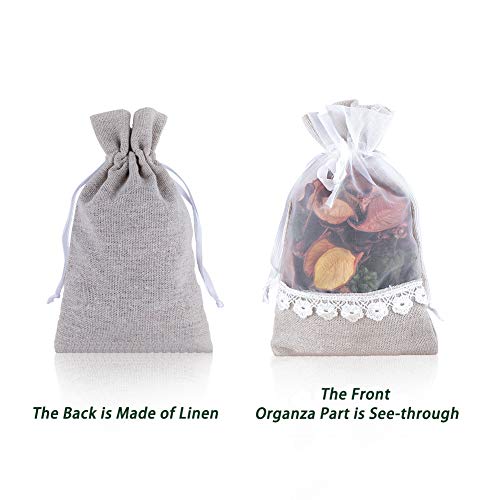 Bolsas de regalo de organza y yute rosa de 4 x 6 pulgadas para manualidades y recuerdos, 20 uds 5