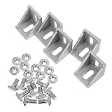 Cabilock 5pcs Aluminum Alloy Corner Brackets 90 Degree L Angle Braces with EU Standard T-Bolts and Flange Nuts for Industrial Aluminum Profile 4040 Frame Support and Workbench Reinforcement