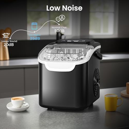 Countertop Ice Maker Machine – 8 Bullet Ice in 6 Mins, 26.5lbs/24Hrs Output – Self-Cleaning Portable Design with Selectable Ice Size & Touch... - Image 6