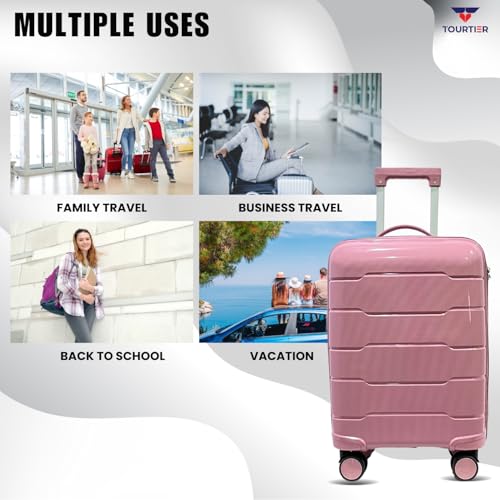 Image of 20-Inch Hard-Shell Luggage Suitcase | Lightweight 2.4 kg | 360 Spinner Wheels | 2-Way Zipper | Multi-Functional Lock | Business & Family Travel Trolley Bag (1, BPINK-20INCH)