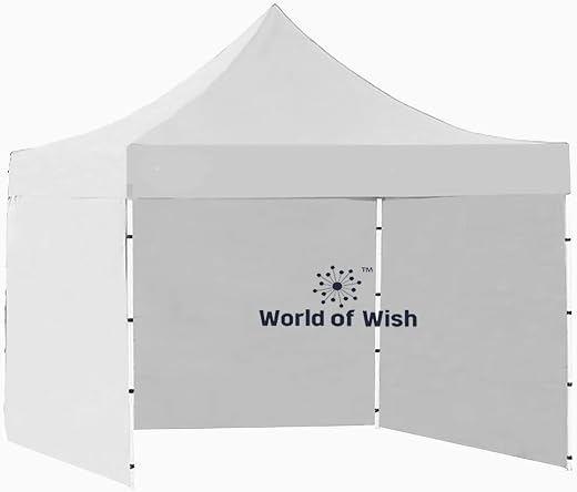 World of Wish 10X10 fT/ 3X3 m Foldable Gazebo Tent with 3 Side Cover, Outdoor Canopy Tent with Walls, popup Canopy Tent fo...
