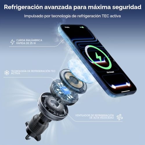Soporte magnético inalámbrico de coche de 25W evita el calor con ventilador integrado polmxs 3
