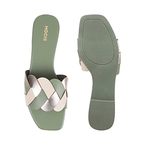 Image of Mochi Women's Faux Leather Pattern Detail Fashion Sandals