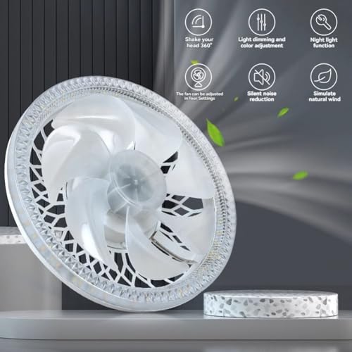 Ventilateurs de plafond avec des lumières télécommande E27 luminaire dimmable chambre - 5