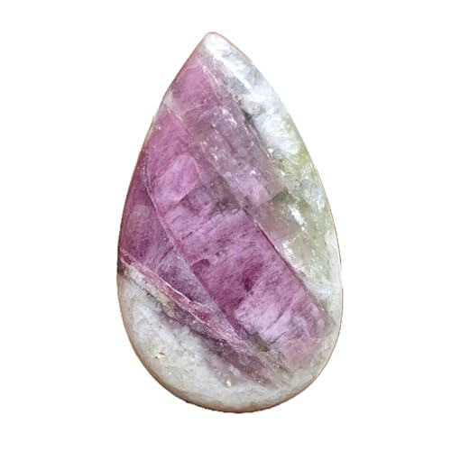 Quartz tourmaline rose poire 40x24mm cabochon naturel pour création de pendentif fait main