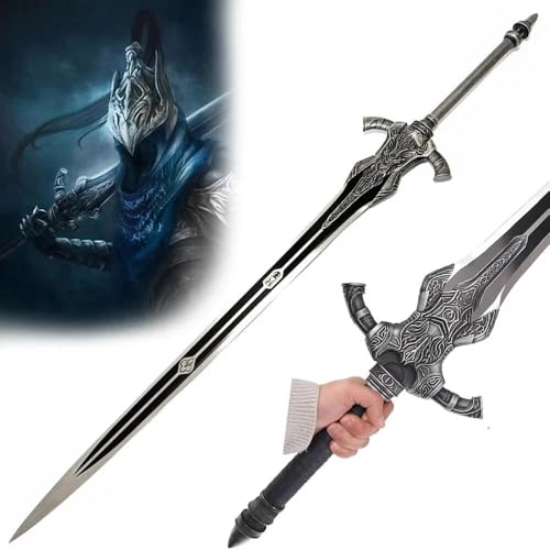 MDM 42 Souls Great Sword of Artorias Replica | Dark Fantasy Greatsword Replica | Wolf Knights Abysswalker Sword with Leather Sheath Gothic Collectors Gift Birthdays for Him