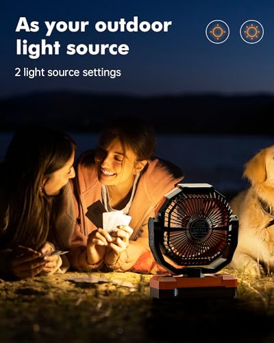 12000mAh-Camping-Fan-9-Inch-Detachable-Rechargeable-Battery-Operated-Fan-with-Light-Hook-for-Tent-Outdoor-USB-Table-Fan-with-4-Speeds-for-Picnic-BBQ-Fishing-Travel-Gifts-for-MenWomenDad