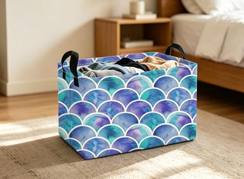 Image of Essme Rectangular Girl Basket,Kids Storage Bins Organizer with Handles for Girls Room Decor, Gift Basket,Shelf Basket.(Bule)