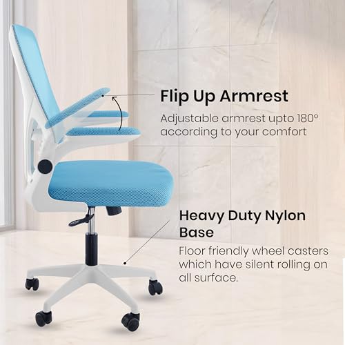 Image of Casa Copenhagen Blue White | Mid Back Imported Mesh Fabric Boss Office Chair | Y Design Ergonomic Back Support | 2D Aero Design Adjustable Armrests | Synchro Tilt Lock Mechanism Support
