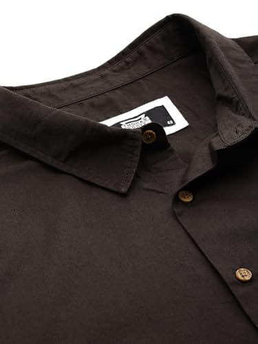 Image of Thomas Scott Men's Premium Slim Fit Casual Shirt | 100% Cotton Twill | Short Sleeves | Spread Collar | Solid Smart Casual Shirt for Men