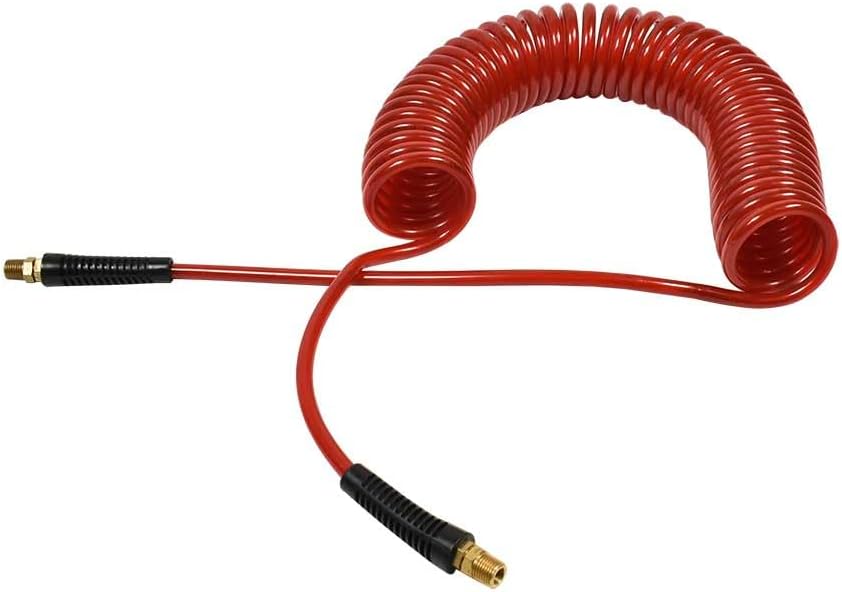 Interstate Pneumatics HR34-020 Red Polyurethane Recoil Air Hose 1/4 Inch x 20 Feet Swivel Fittings